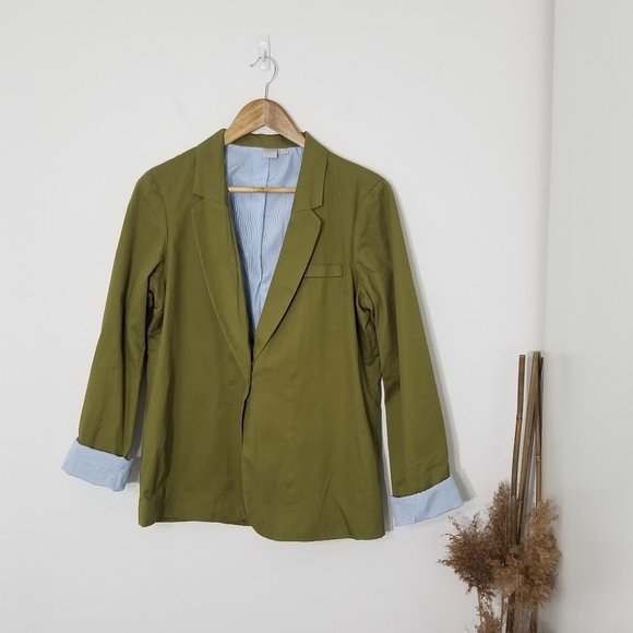 twik Jackets & Blazers - Twik | Green Blazer with Striped Flip Cuffs Medium